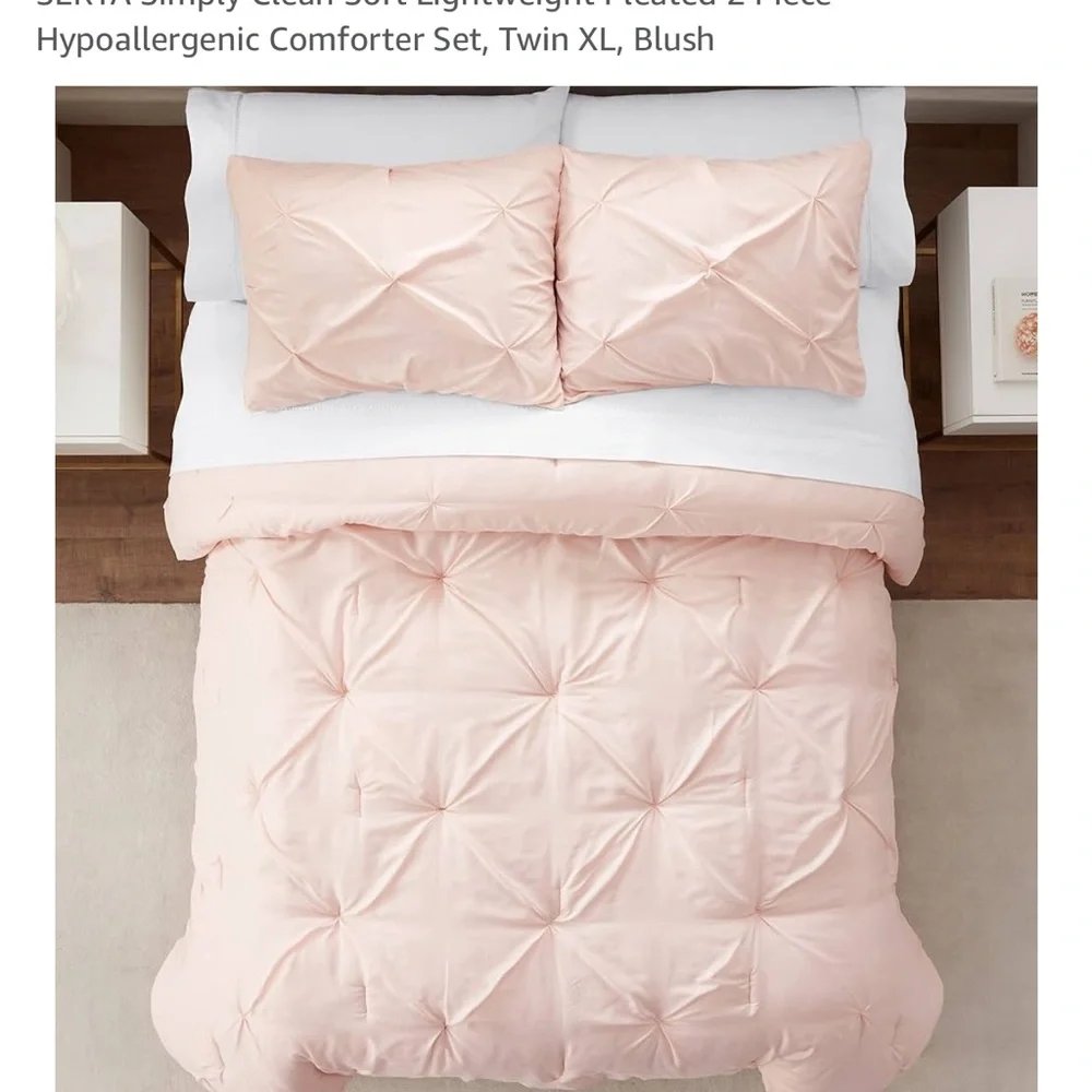 Serta SimplyClean Pink Comforter Set twinXL